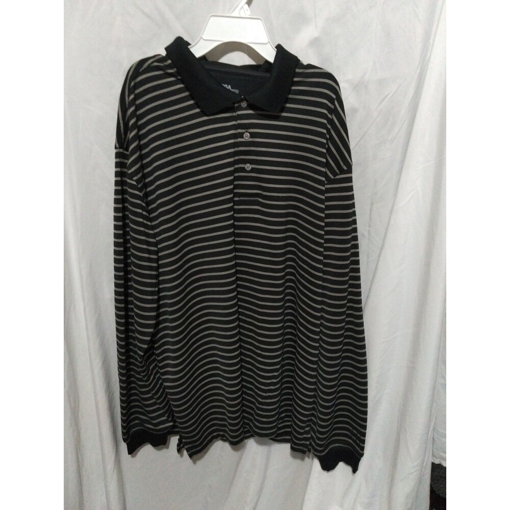 Mens Black Striped Pga Tour Golf Polo Shirt XXL